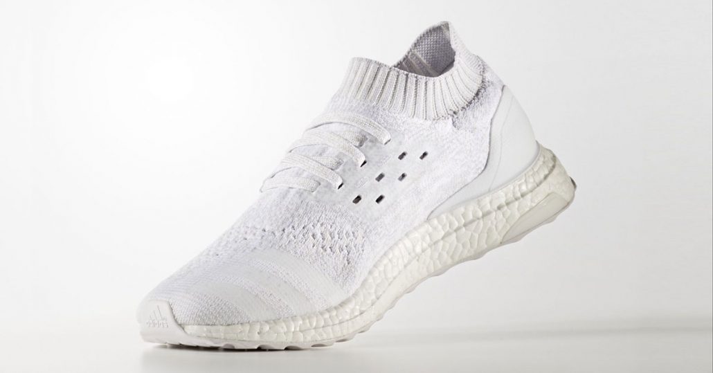 adidas ultra boost uncaged raw white & shock cyan