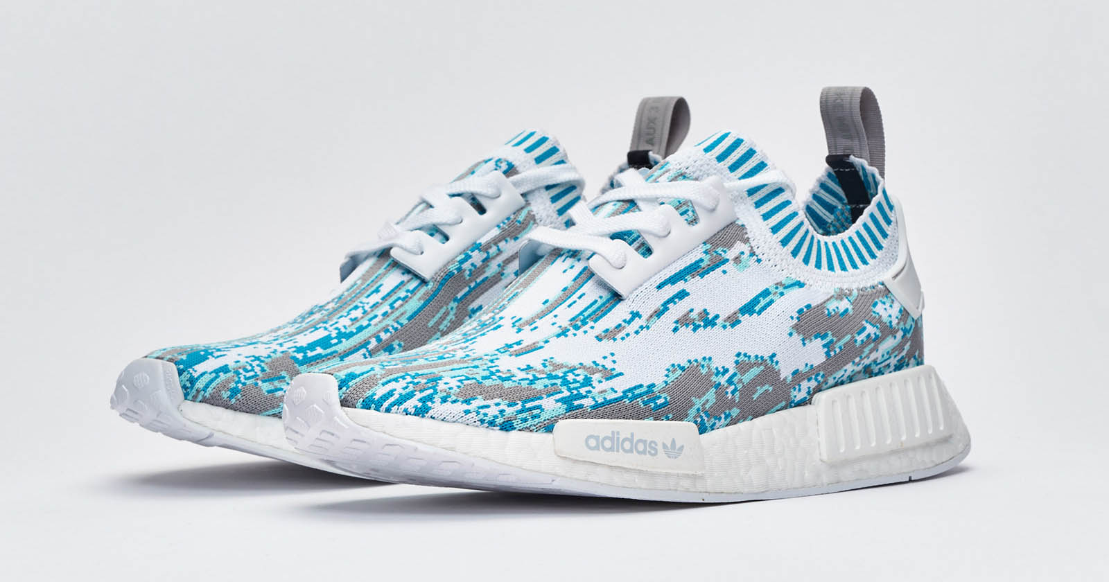 Sneakersnstuff x Adidas NMD R1 PK Datamosh Pack Aqua Grey