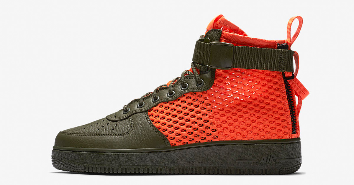 Nike Special Field Air Force 1 Mid Cargo Khaki Total Crimson