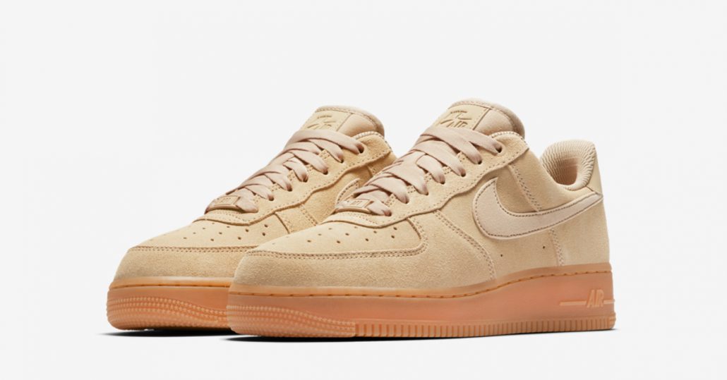 Womens Nike Air Force 1 Low Suede Mushroom Gum Cool Sneakers