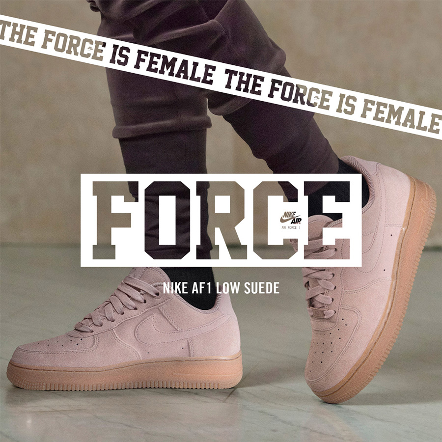 Womens Nike Air Force 1 Low Suede Particle Pink Gum AA0287-600