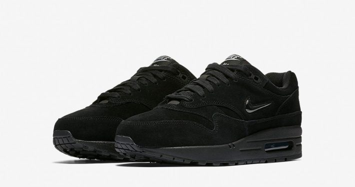 Womens Nike Air Max 1 Jewel Swoosh Black Metallic Silver AA0512-001