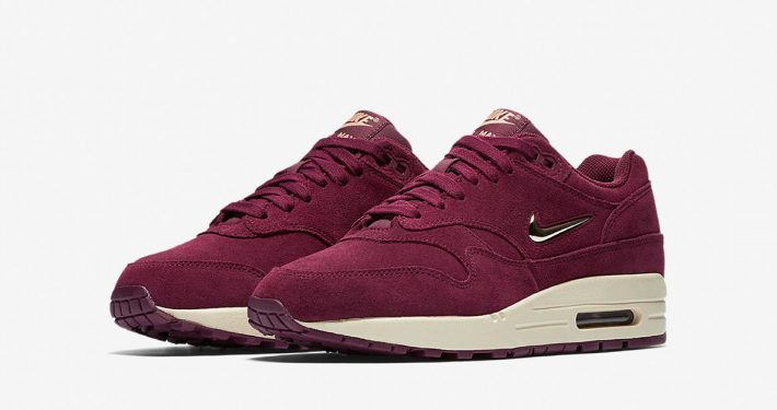 Womens Nike Air Max 1 Jewel Swoosh Bordeaux AA0512-600