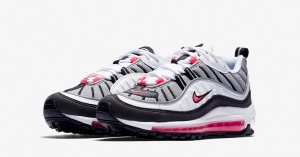 Womens Nike Air Max 98 White Solar Red Reflect Silver AH6799-104