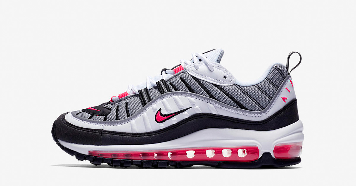 Womens Nike Air Max 98 White Solar Red Reflect Silver AH6799-104