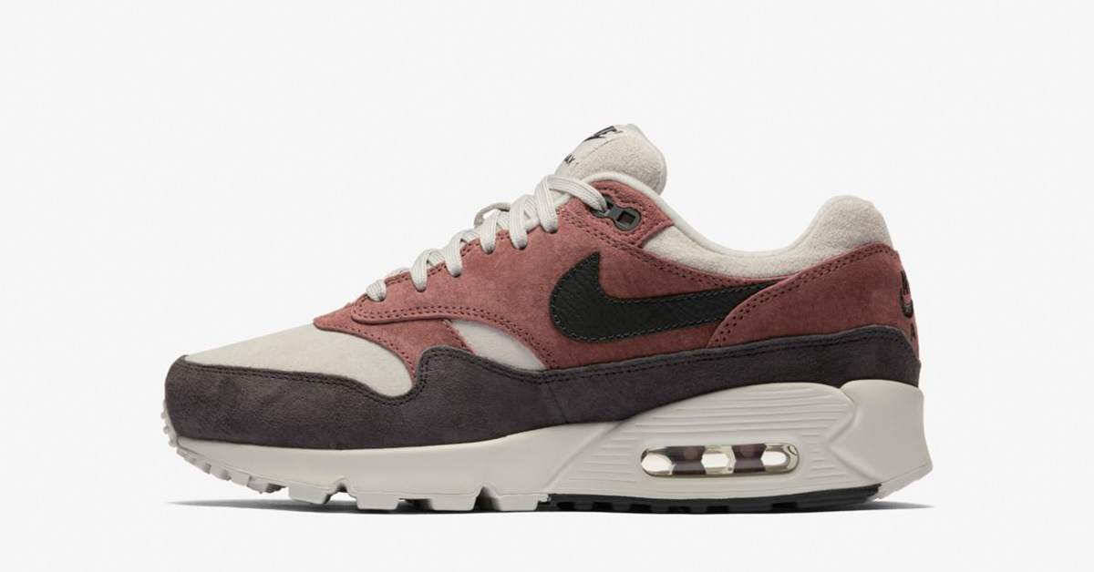 Womens Nike Air Max 90/1 Red Sepia Oil Grey