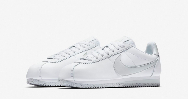 Womens Classic Cortez Flyleather White Light Silver