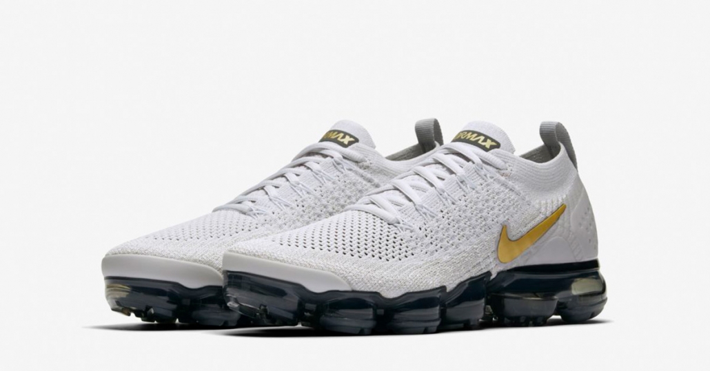 Nike Air Vapormax Flyknit 2 til kvinder Hvid Sort Guld