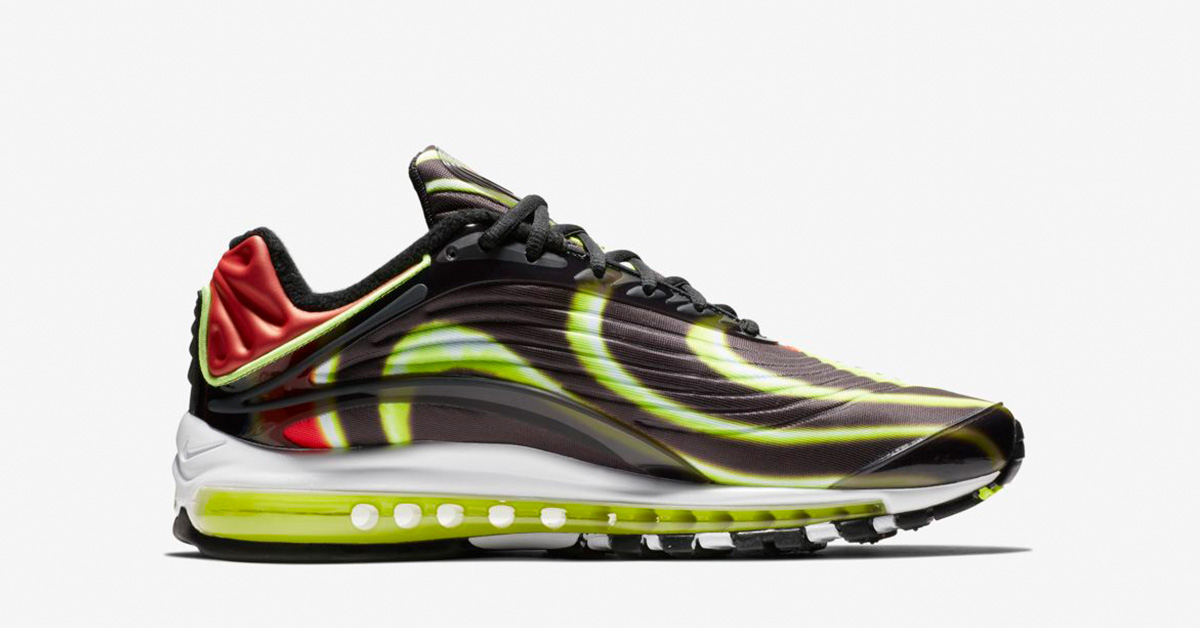 Nike Air Max Deluxe Black Habanero Red White Volt