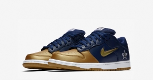 Supreme x Nike SB Dunk Low Blå Guld