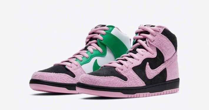 Nike SB Dunk High Invert Celtics CU7349-001 —Black-Pink Rise-Lucky Green