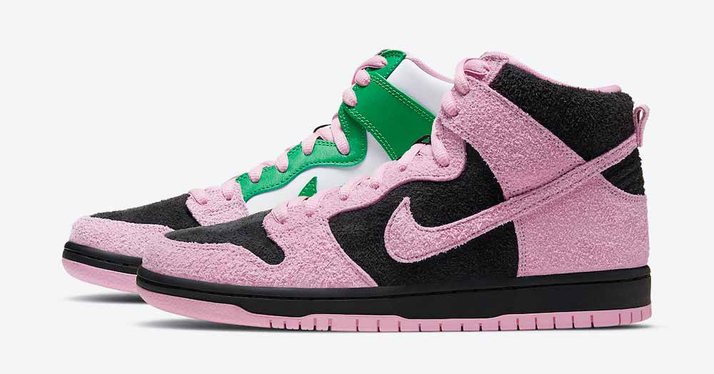 Nike SB Dunk High Invert Celtics CU7349-001 —Black-Pink Rise-Lucky Green