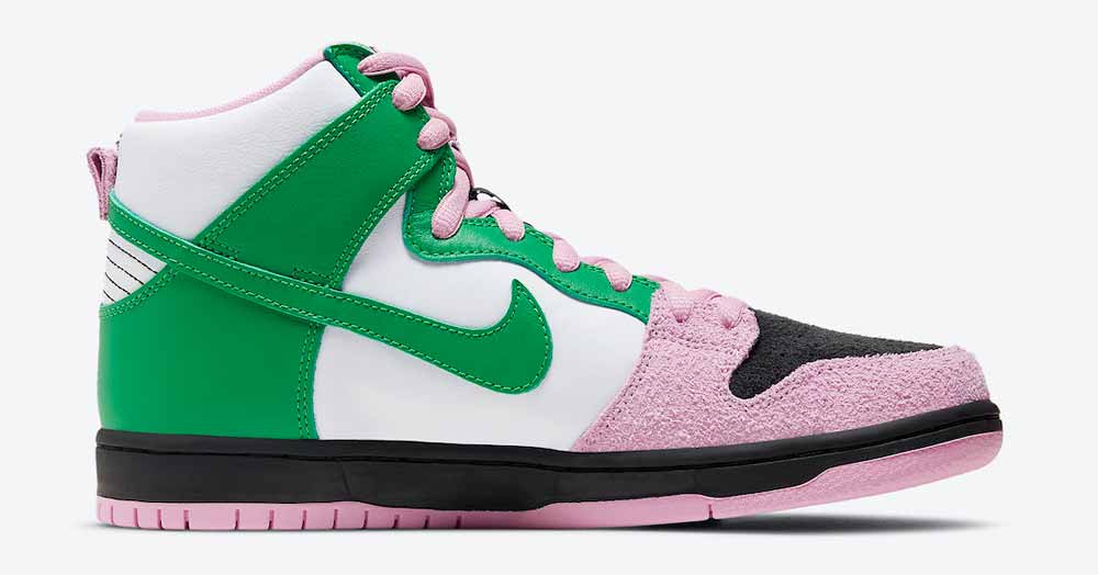 Nike SB Dunk High Invert Celtics CU7349-001 —Black-Pink Rise-Lucky Green