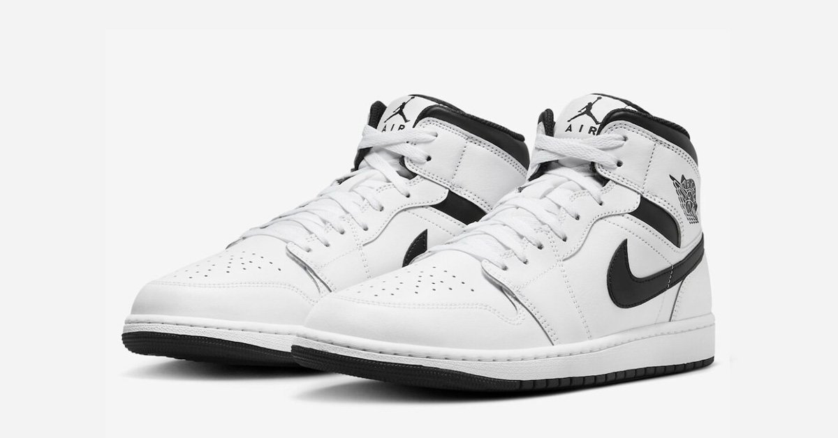 Hvide og sorte Nike Air Jordan 1 Mid DQ8426-132