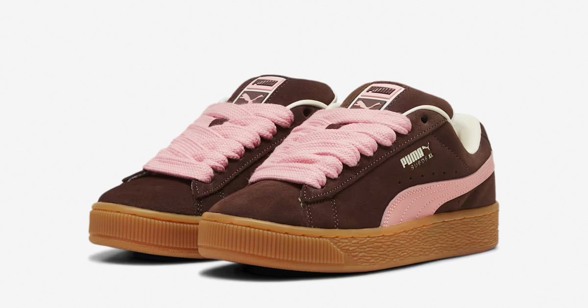 Brune og pink Puma Suede XL 397648-14