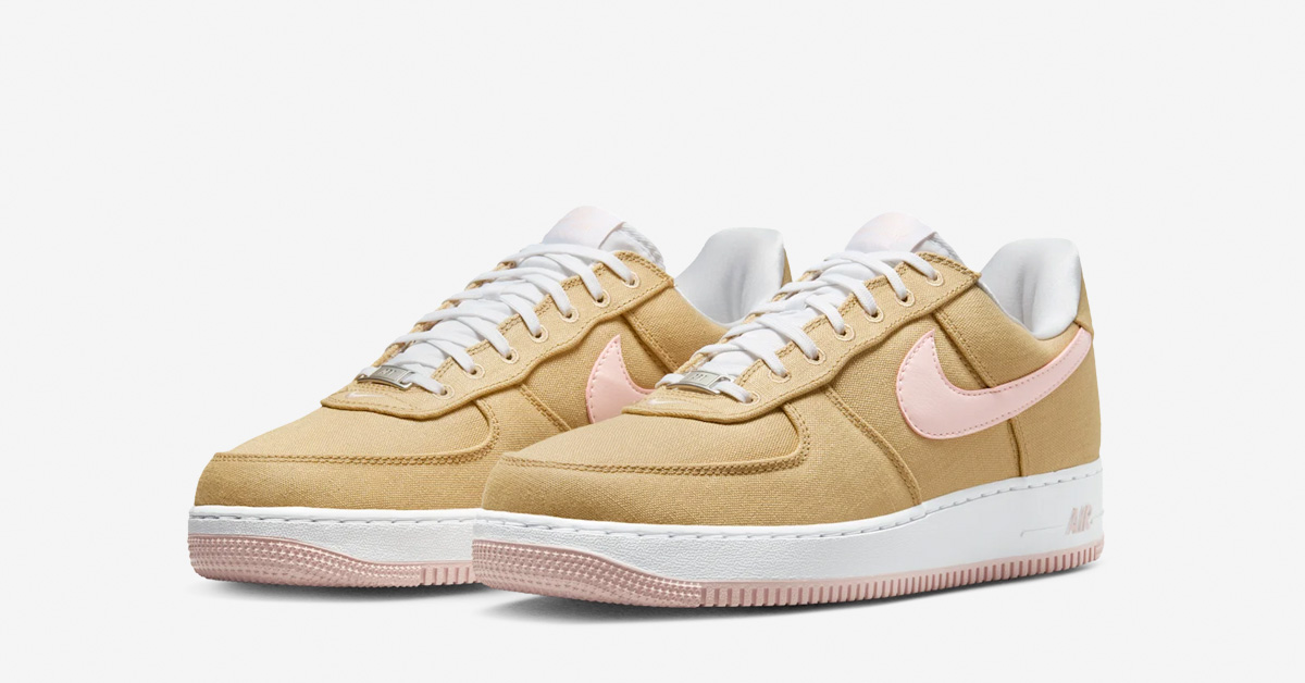 Nike Air Force 1 Low Linen HV2021-200 set fra siden med canvas-overdel.